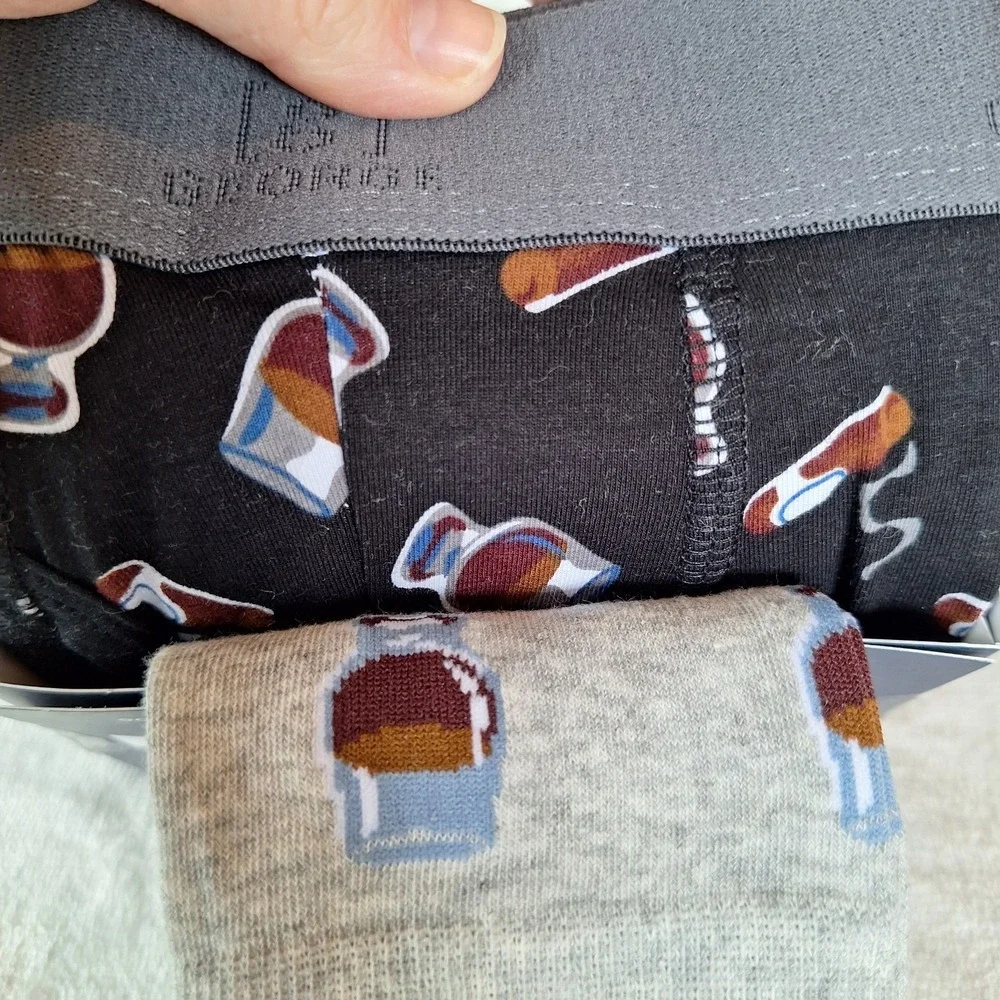 MENS BOXER BRIEF CREW SOCKS COMBO George Size S (28-30) COCKTAILS AND CIGARS - Picture 4 of 5